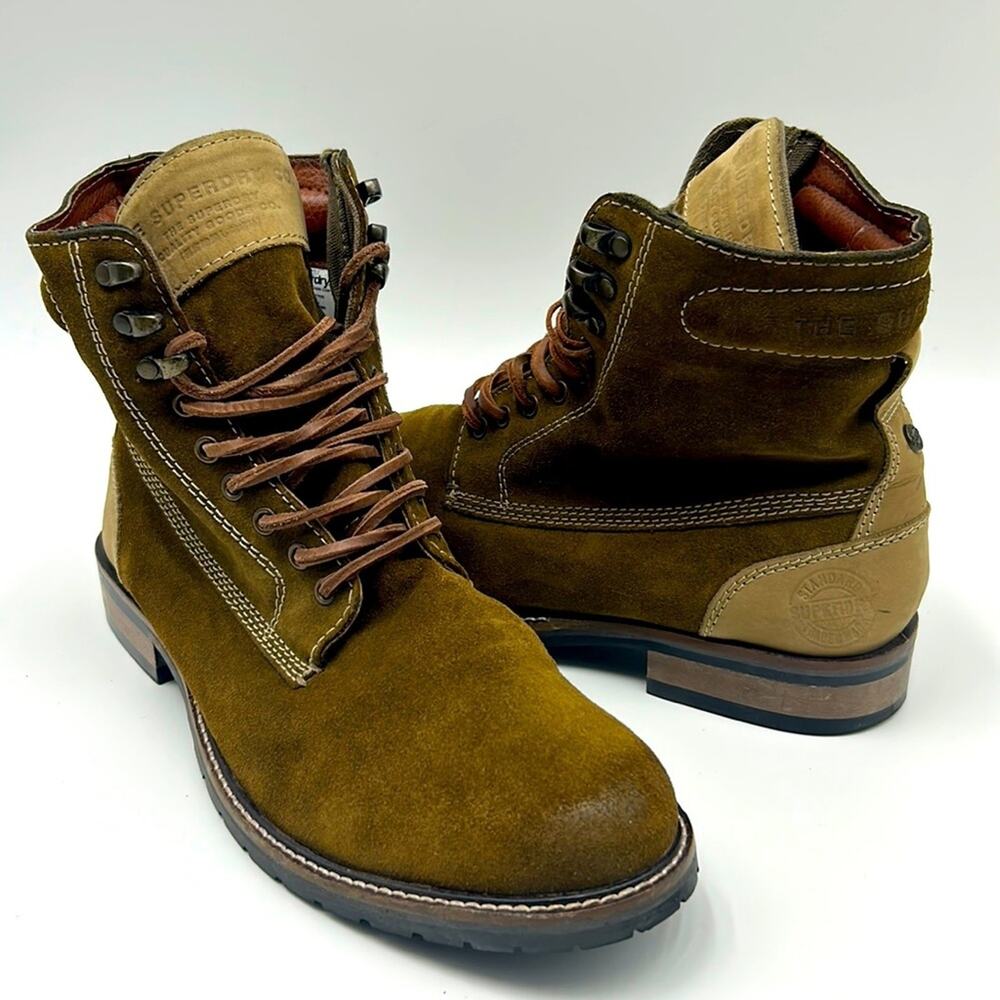 THE SUPERDRY CO. EDMOND COGNAC MENS LEATHER BOOT SIZE 12